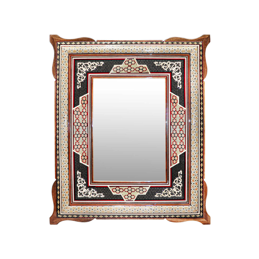 Cadre de miroir en bois persan – Miroir mural Khatamkari