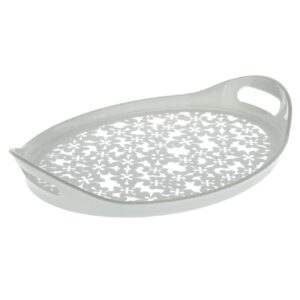 Plateau de service en mélamine floral blanc et gris pour servir