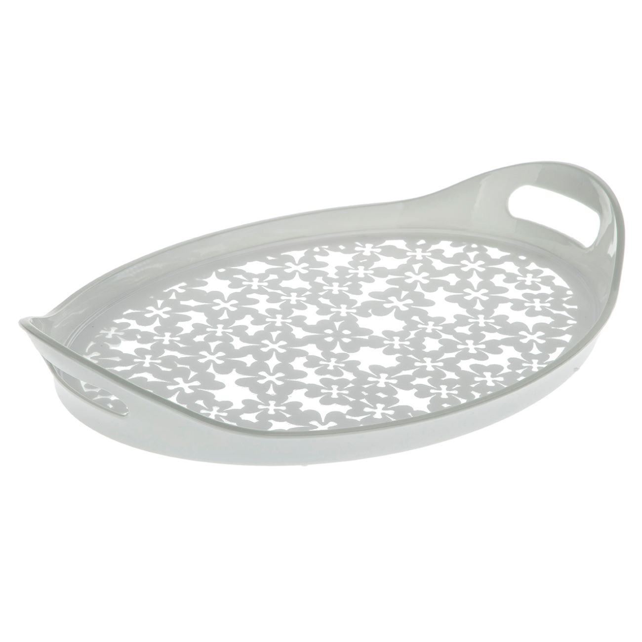 Plateau de service en mélamine floral blanc et gris pour servir