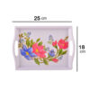 Plateau de service en mélamine avec poignées, design floral durable et léger