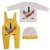Ensemble de vêtements pour nouveau-né de 3 pièces design Licorne Jaune