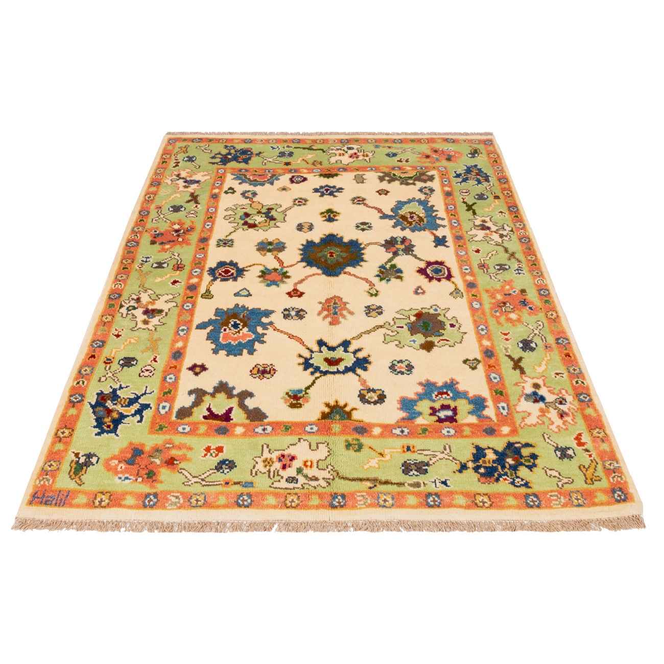 Tapis persan original avec laine noué à la main à Kashmar bordure florale