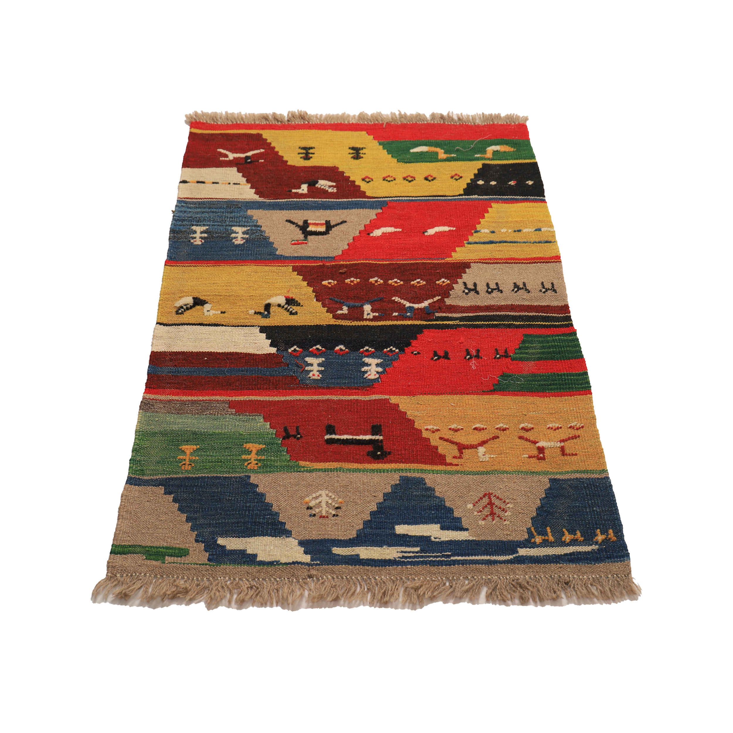 Tapis Gabbeh en laine persane original tissé à la main en Fars avec motifs animaliers