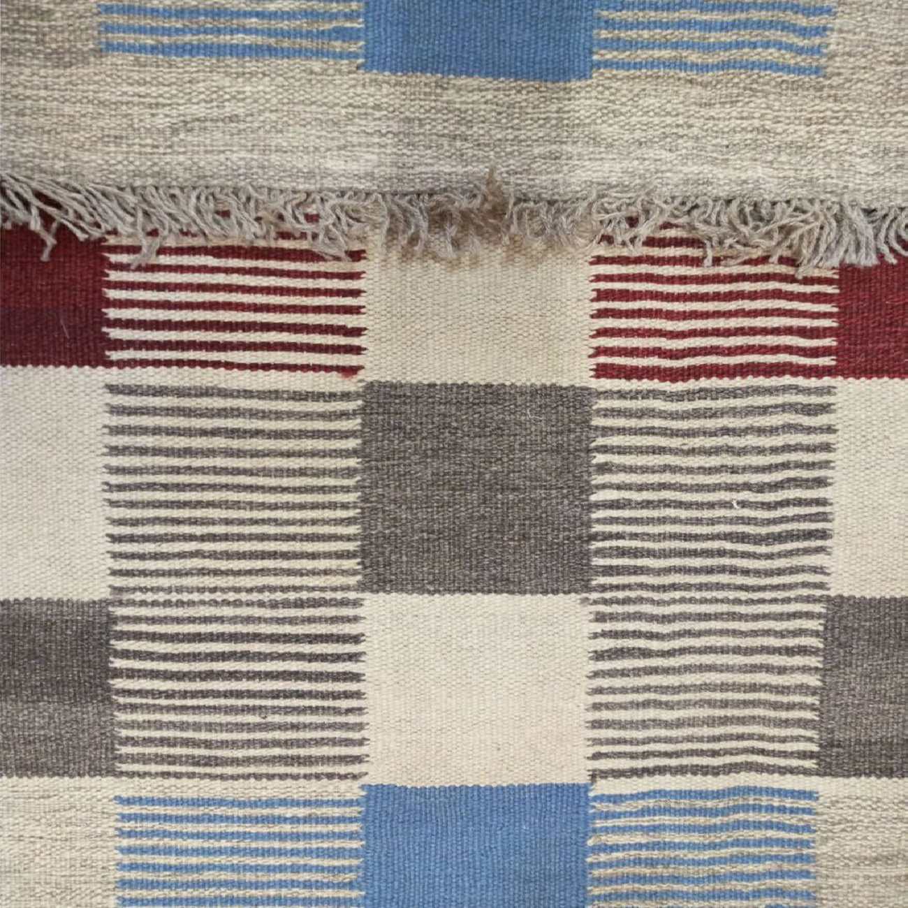 Tapis Kilim en laine persane original tissé à la main checkered crème