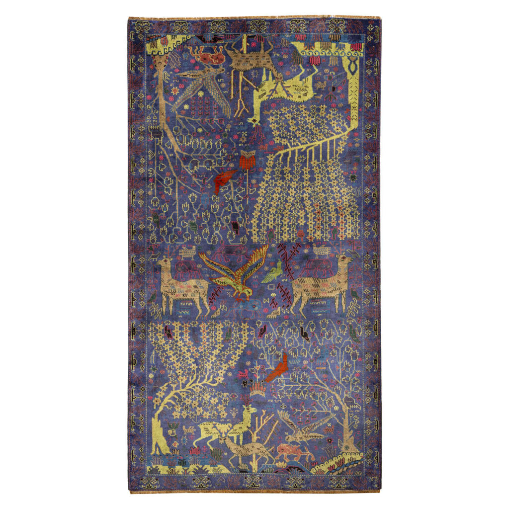Tapis persan artistique collectible en laine noué à la main à Baloutchistan