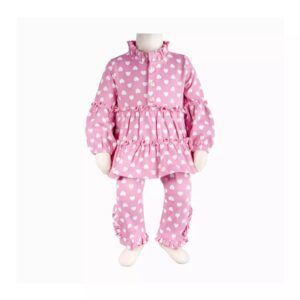 Ensemble pyjama pour bébé fille à manches longues avec design Cœur
