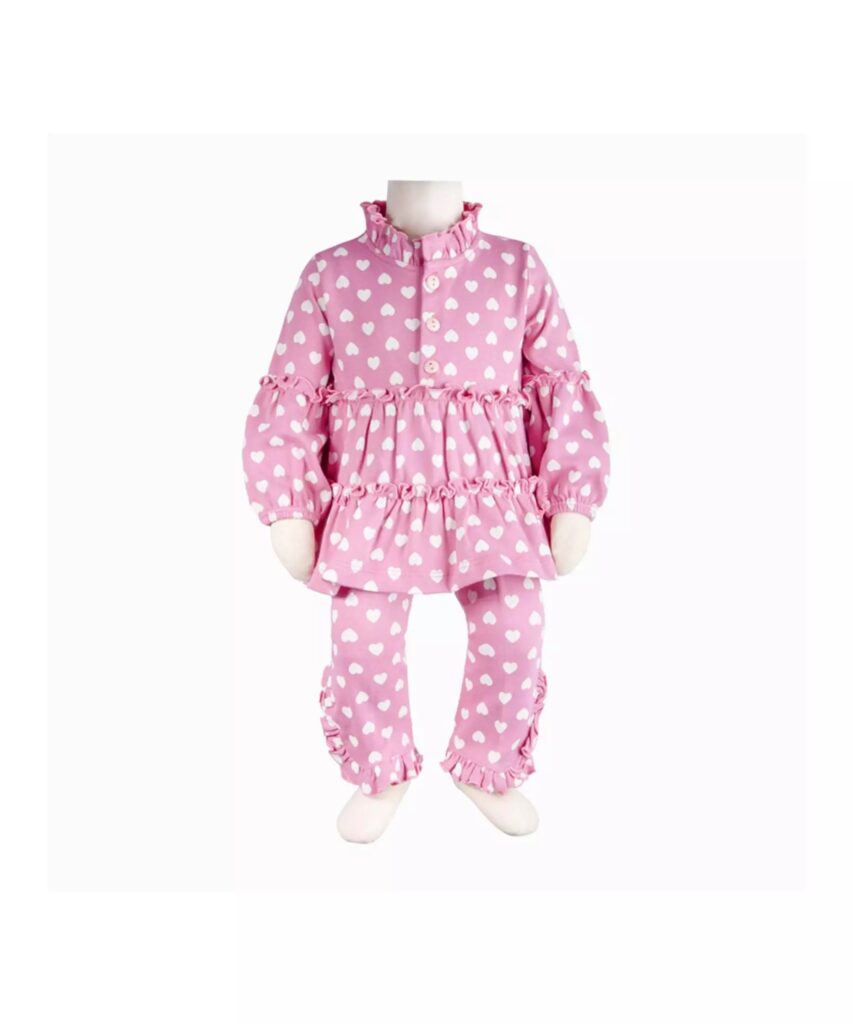 Ensemble pyjama pour bébé fille à manches longues avec design Cœur