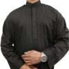 Kurta pakistanais noir pour homme – chemise longue traditionnelle