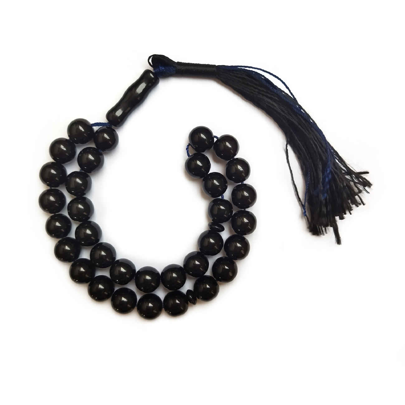 Chapelet islamique en agate noire avec 33 perles