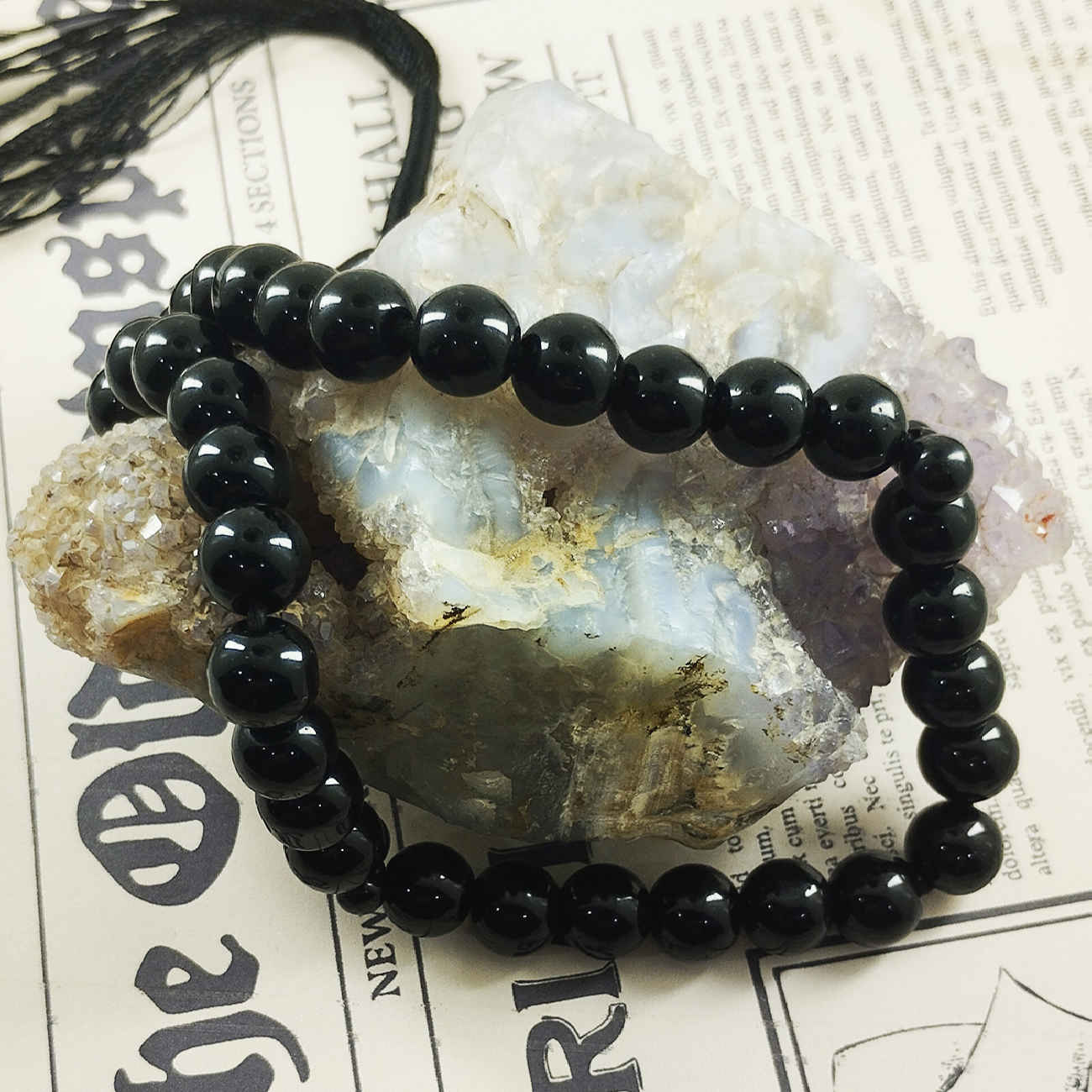 Chapelet islamique en agate noire avec 33 perles