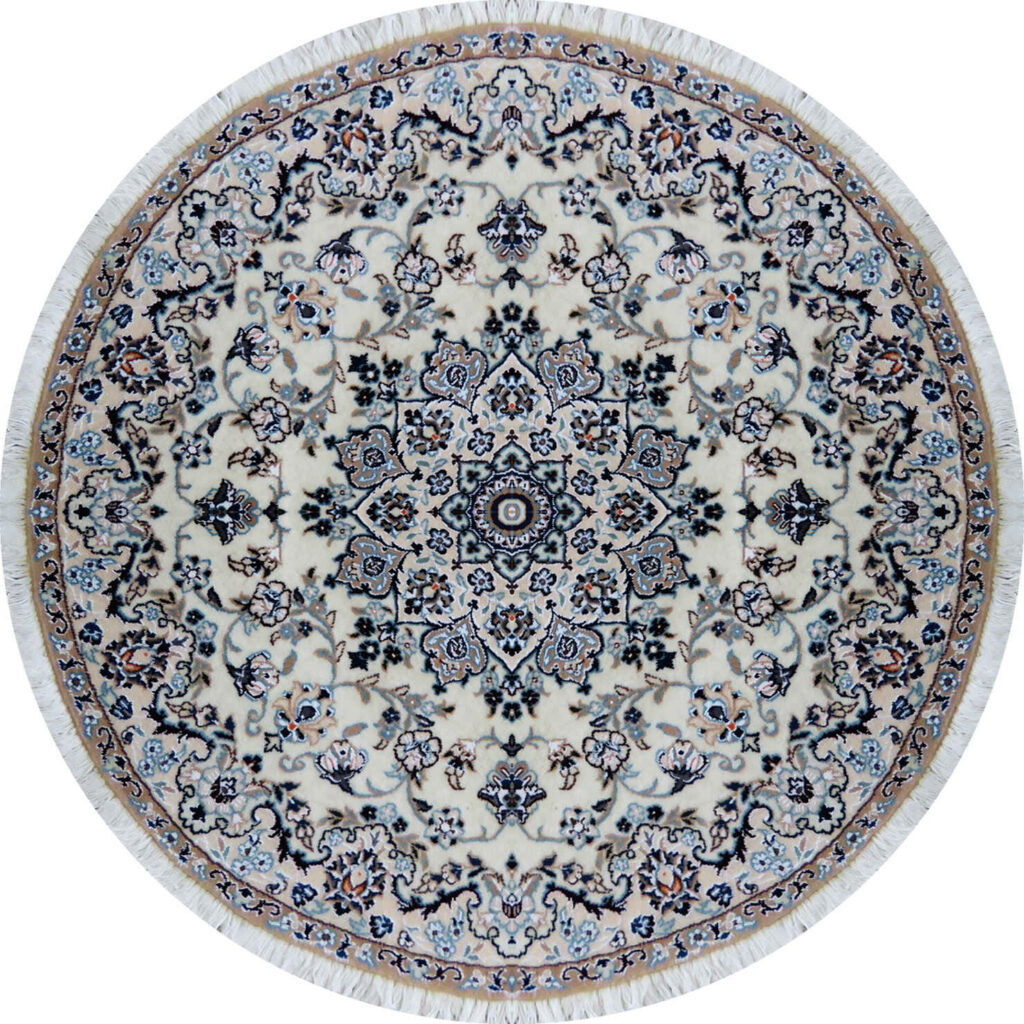 Tapis persan avec laine authentique noué à la main à Nain Médaillon