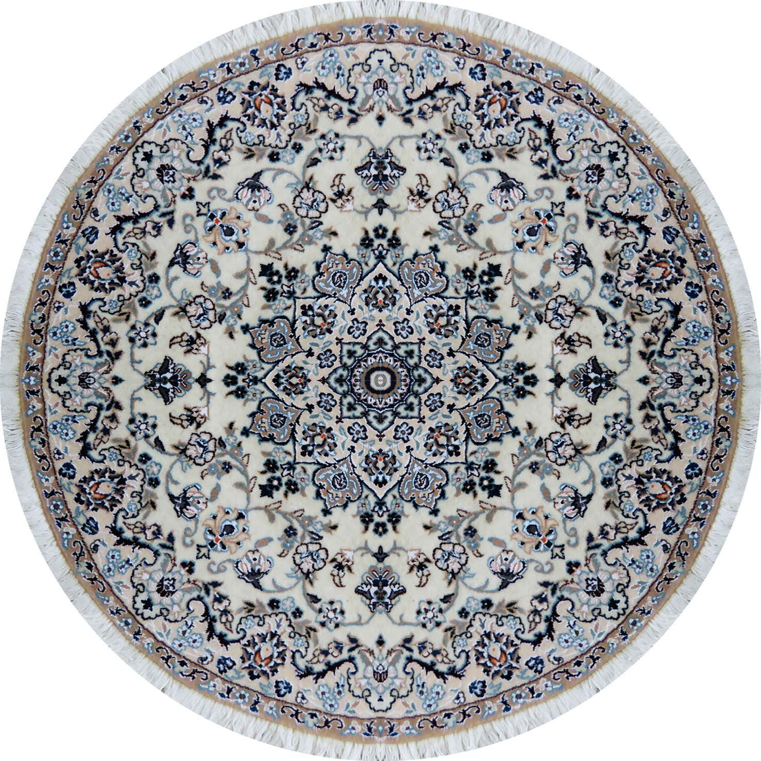 Tapis persan avec laine authentique noué à la main à Nain Médaillon