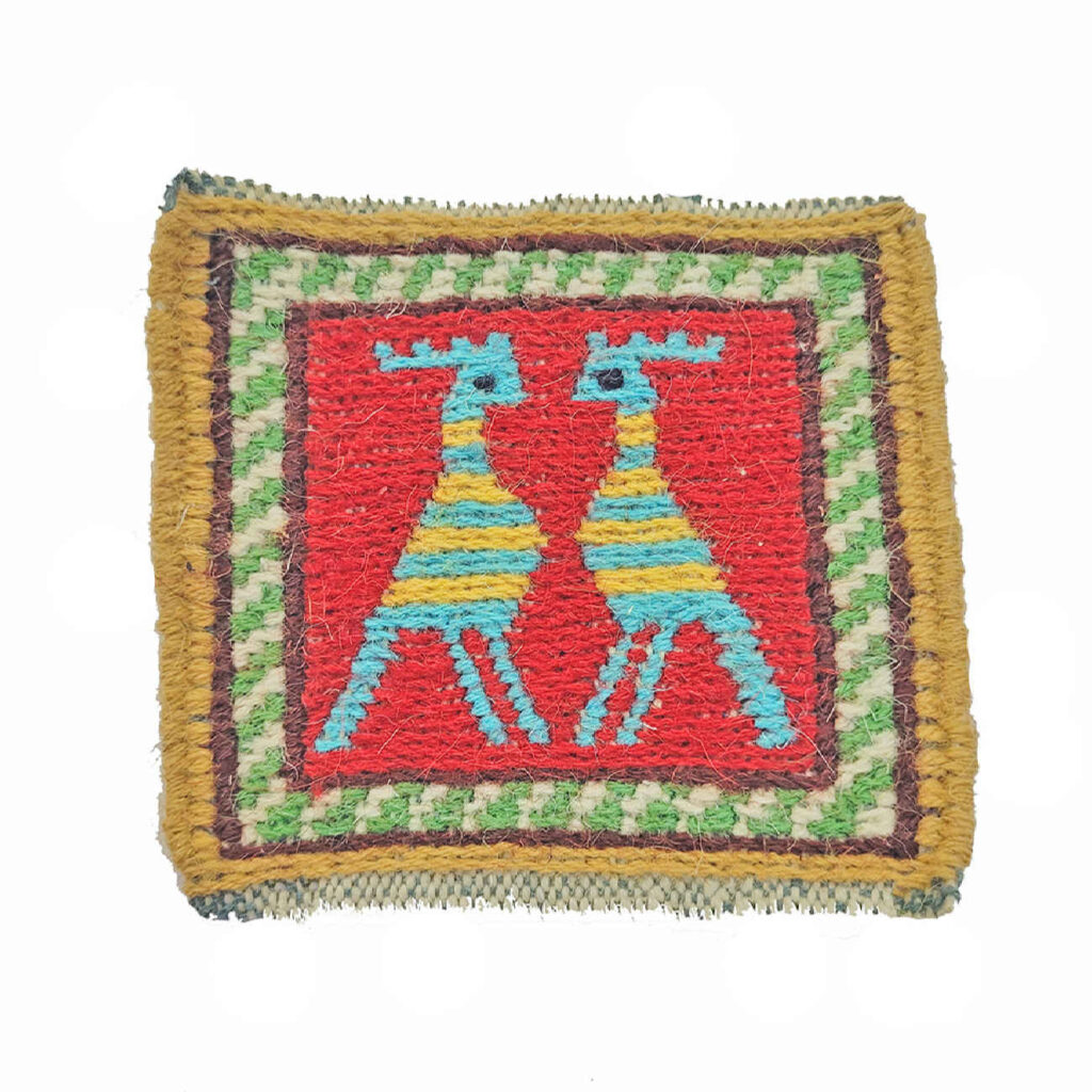 Sous-verre Kilim Persan Tissé à la Main avec Motif de Huppe