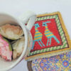 Sous-verre Kilim Persan Tissé à la Main avec Motif de Huppe