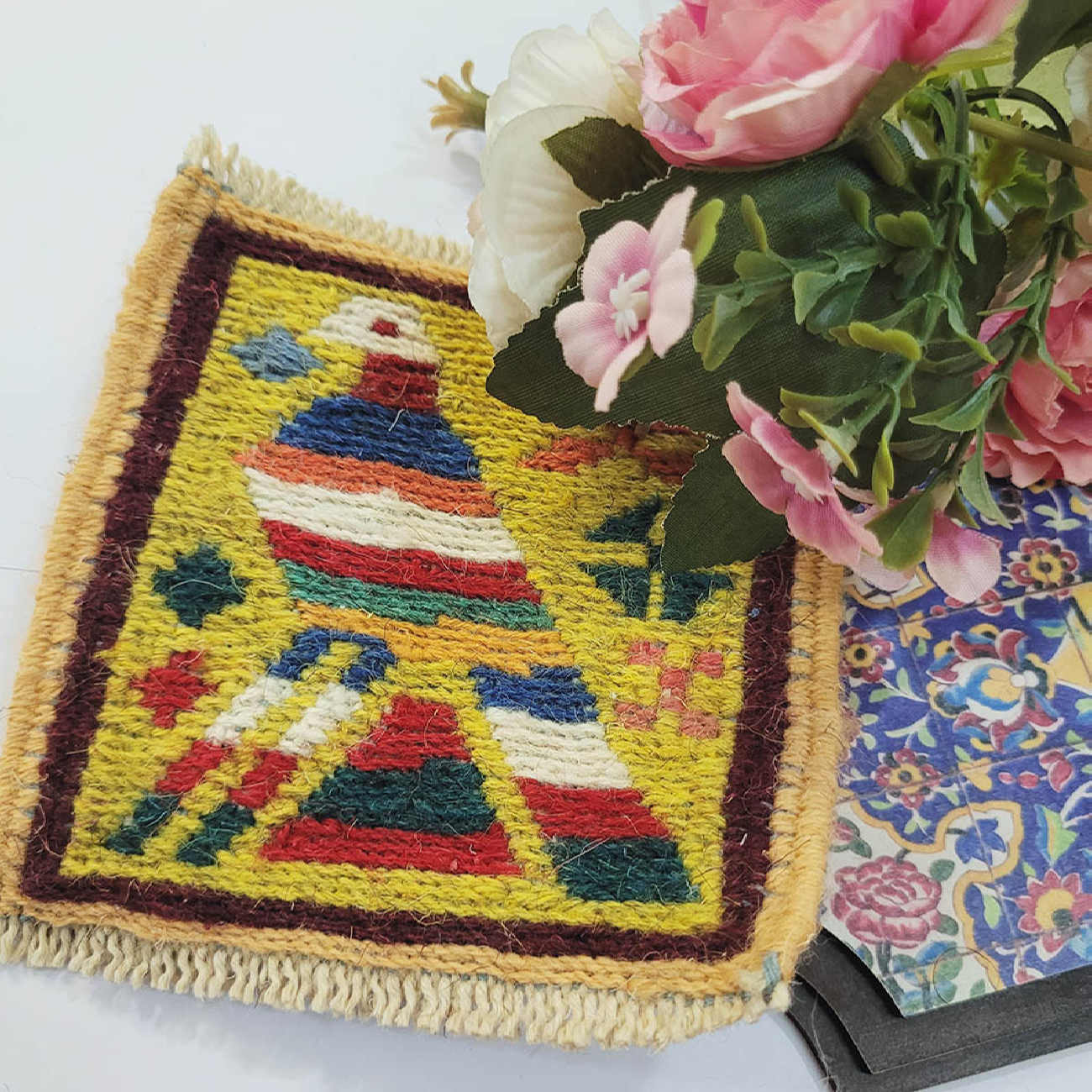 Sous-verre Kilim Persan Tissé à la Main pour Décoration de Table