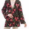 Manteau brodé pour femme au motif floral d’inspiration persane
