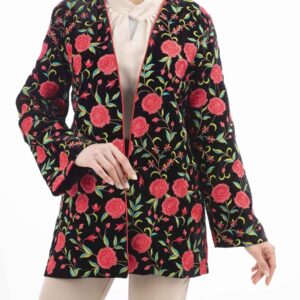 Persian Embroidered Women’s Manto with Floral Design