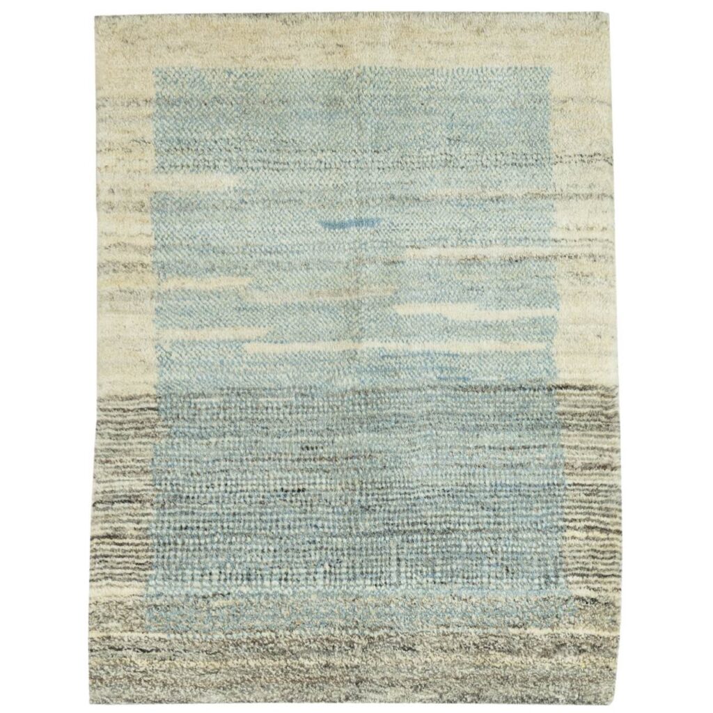 Tapis en laine Gabbeh persan tissé à la main en Fars avec bordure