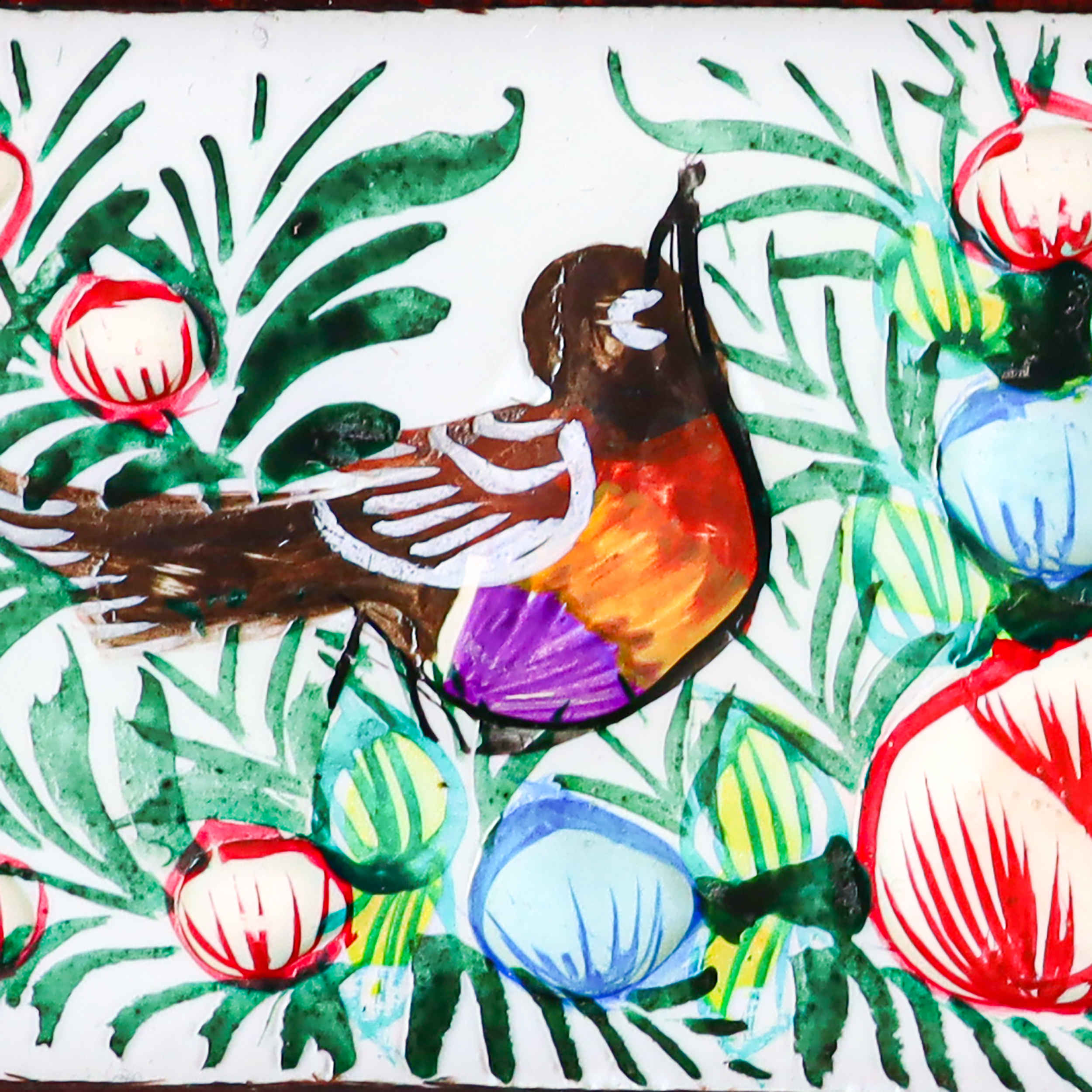 Cadre de miroir en bois – Design miniature en relief Khatamkari