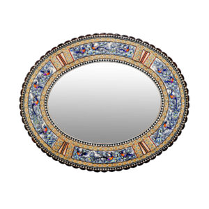 Cadre de miroir en bois persan – Modèle elliptique Khatamkari