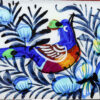 Cadre de miroir en bois persan – Motifs paon & fleurs Khatamkari