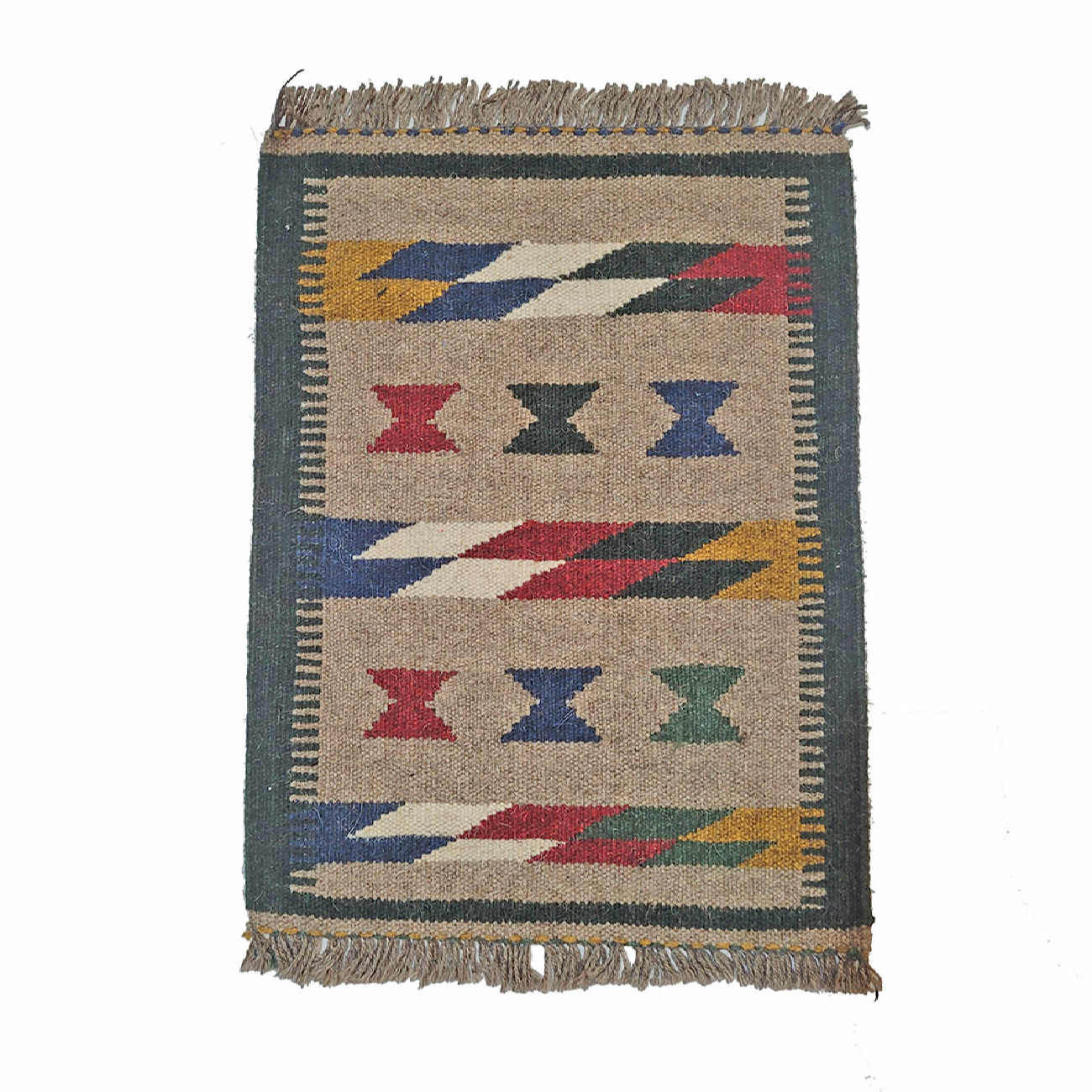 Tapis Kilim en laine persane authentique tissé à la main à Shiraz Qashqai crème