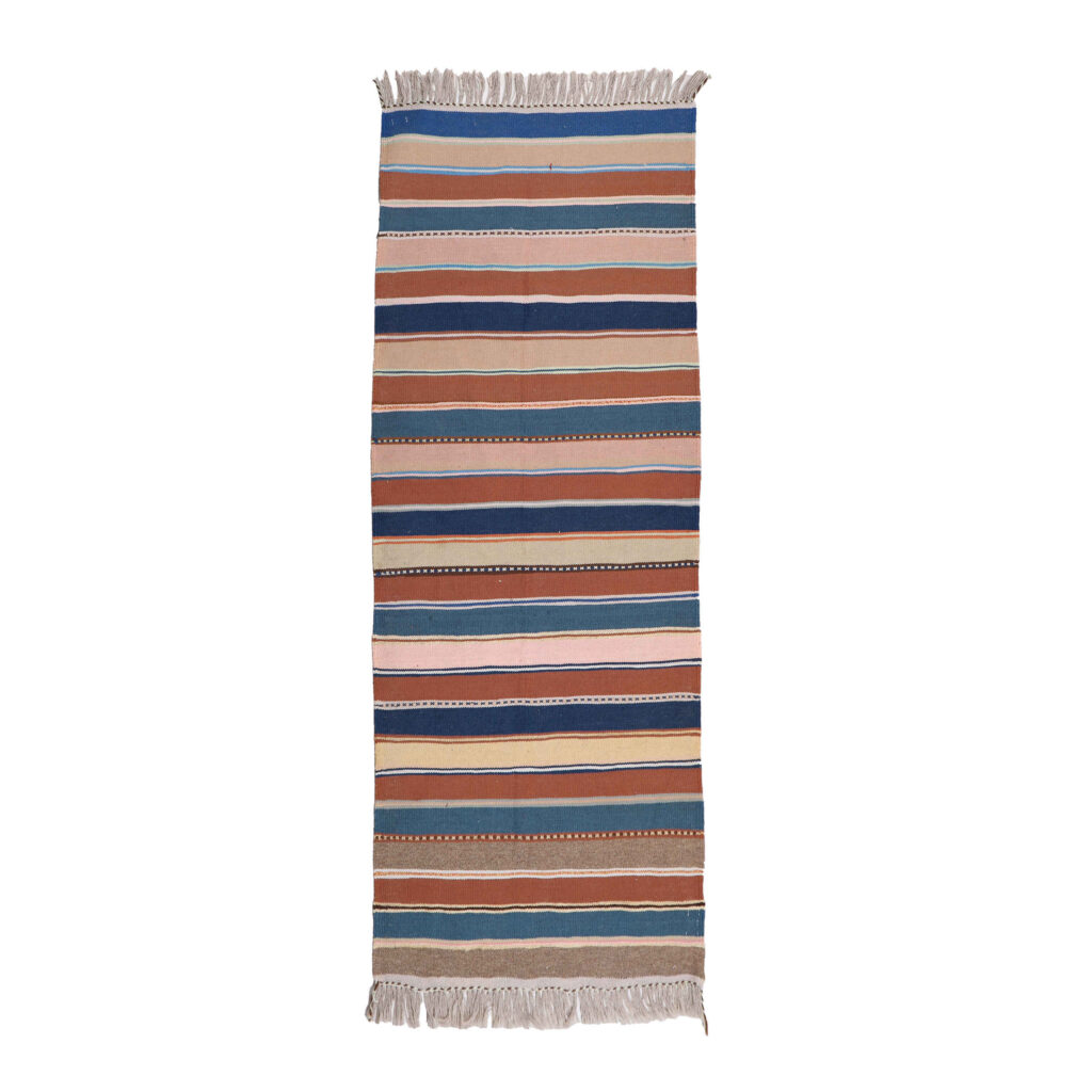 Tapis en laine Kilim persan tissé à la main en Isfahan rayé