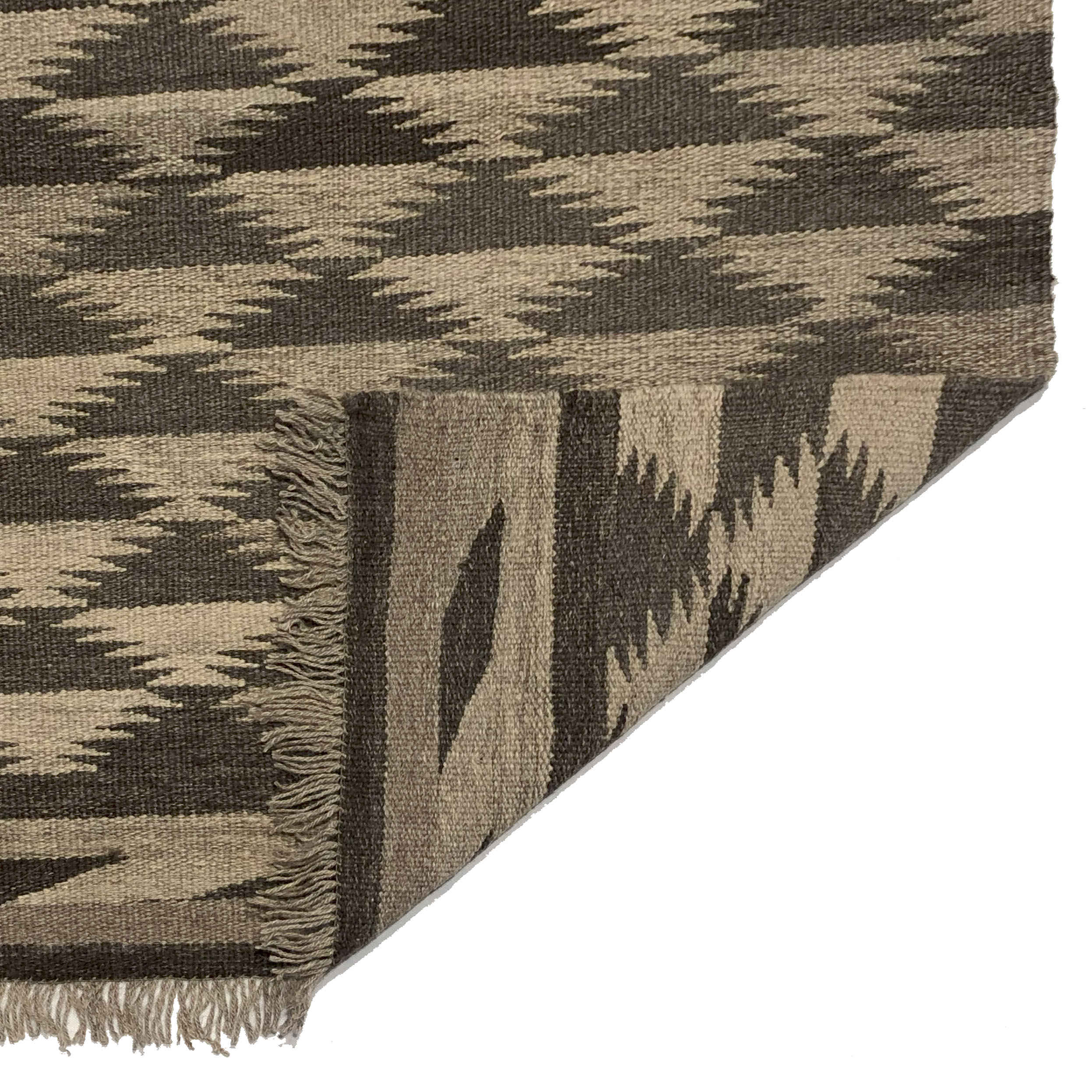 Tapis en laine Kilim persan tissé à la main en Shiraz marron