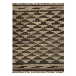 Tapis en laine Kilim persan tissé à la main en Shiraz marron