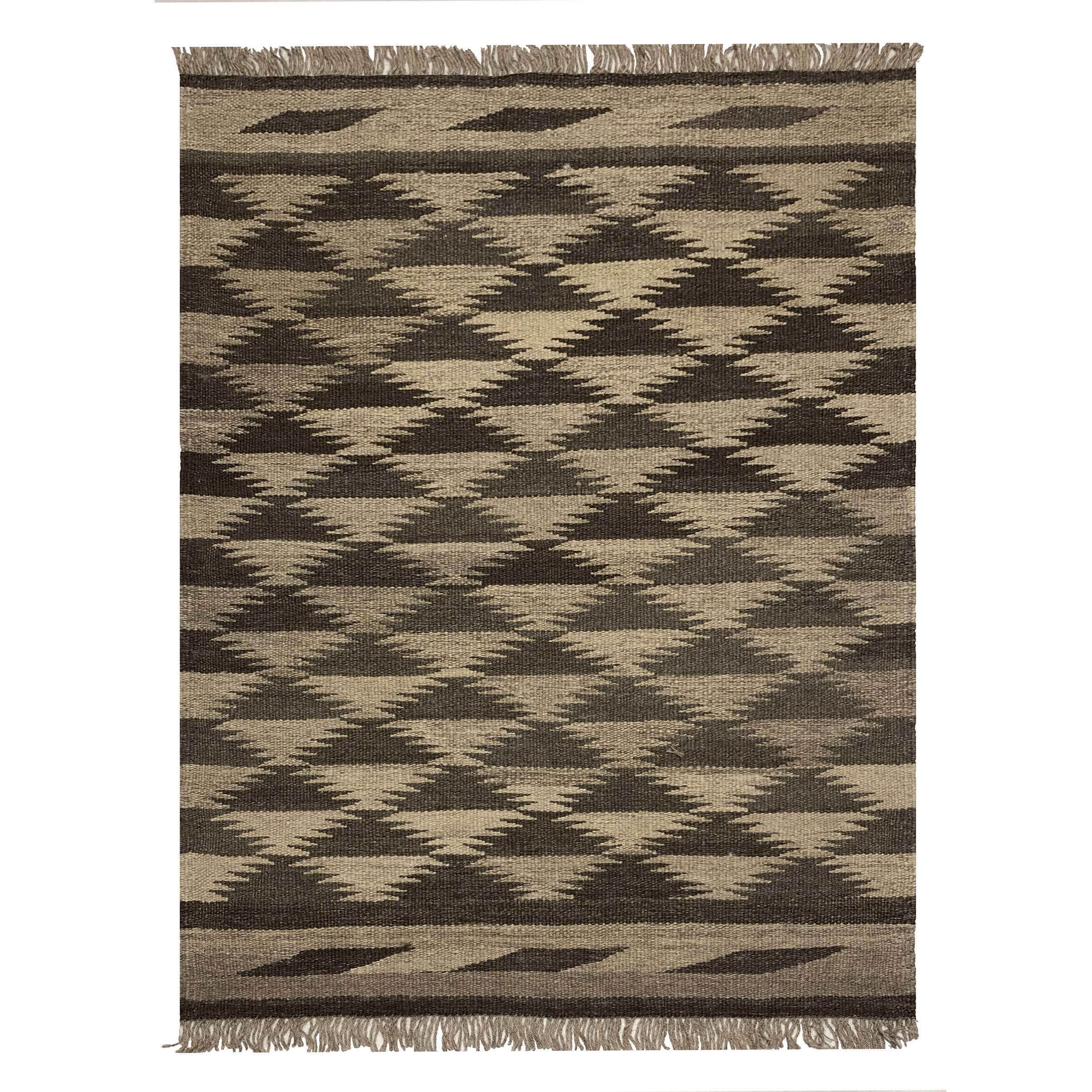 Tapis en laine Kilim persan tissé à la main en Shiraz marron