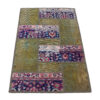 Tapis Persan Vintage Patchwork Noué à la Main Géométrique Vert