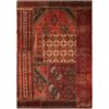 Tapis Persan Vintage Patchwork Noué à la Main Géométrique Rouge