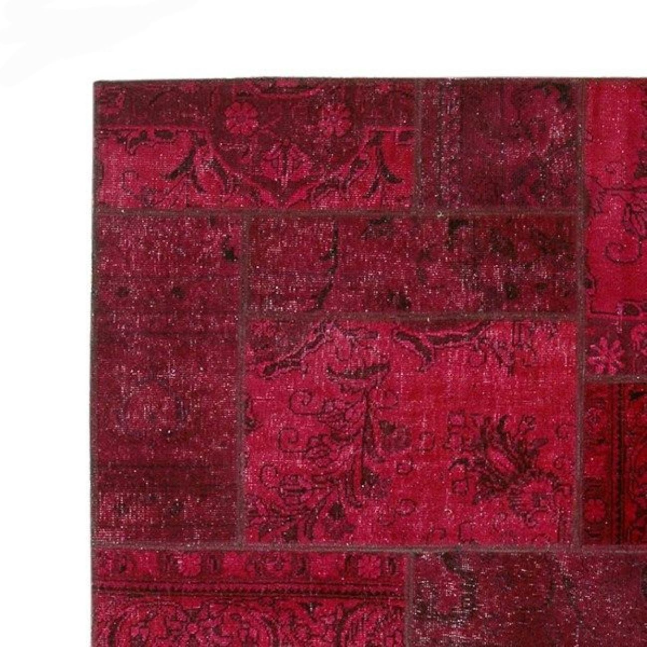 Tapis Persan Vintage Patchwork Noué à la Main Magenta