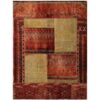 Tapis Persan Vintage Patchwork Noué à la Main Géométrique Rouge