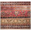 Tapis Persan Vintage Patchwork Noué à la Main Rayé