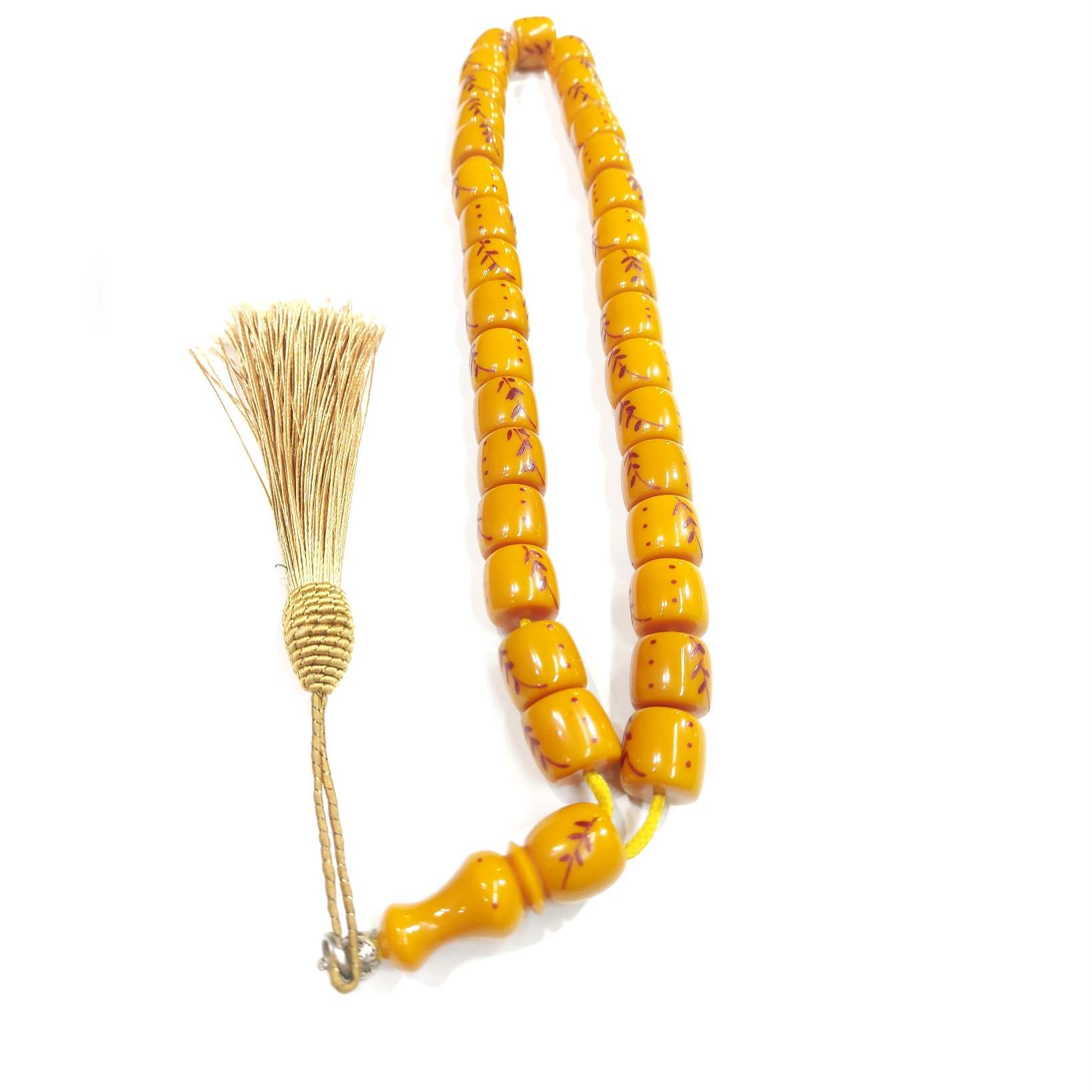 Chapelet islamique en résine de Sandalus jaune – 33 perles de prière