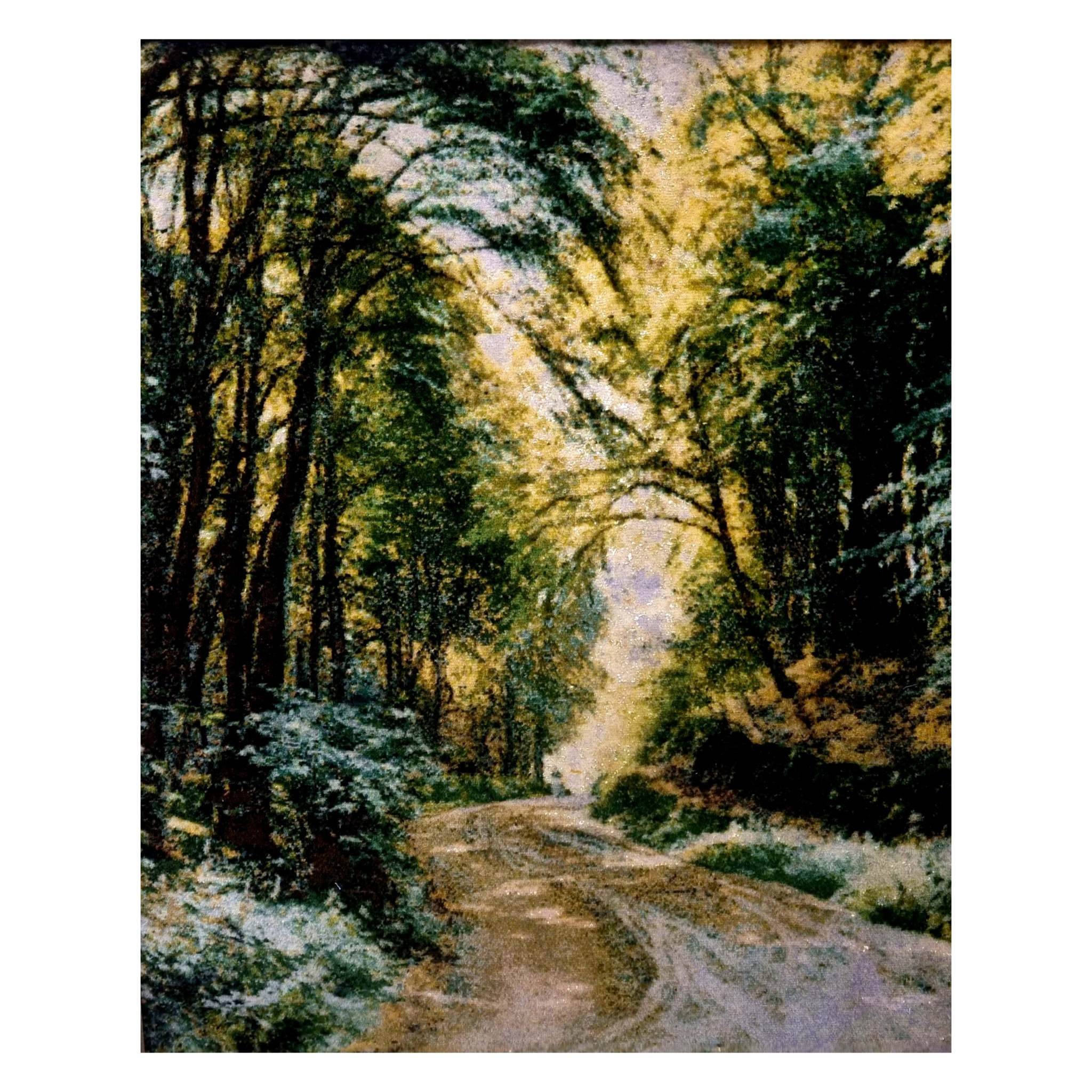 Tapis persan figuratif noué à la main représentant une forêt