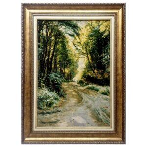 Tapis persan figuratif noué à la main représentant une forêt