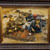 Tapis persan figuratif noué à la main de Tabriz représentant des nomades