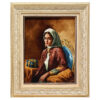 Tapis persan figuratif noué à la main de Tabriz représentant une femme qajare