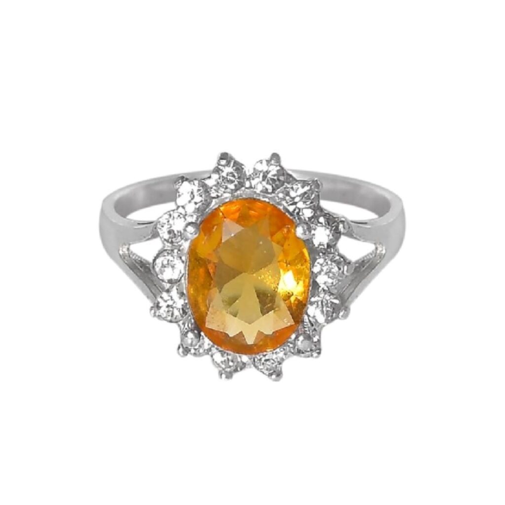 Bague en Citrine Jaune en Argent pour Femme Samin
