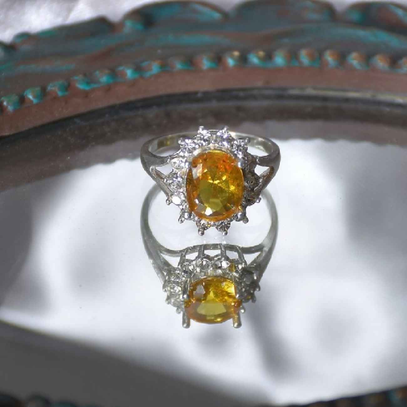 Bague en Citrine Jaune en Argent pour Femme Samin
