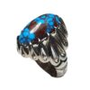 Bague en Argent Persan Faite Main Modèle Araignée avec Turquoise de Neyshabur pour Homme