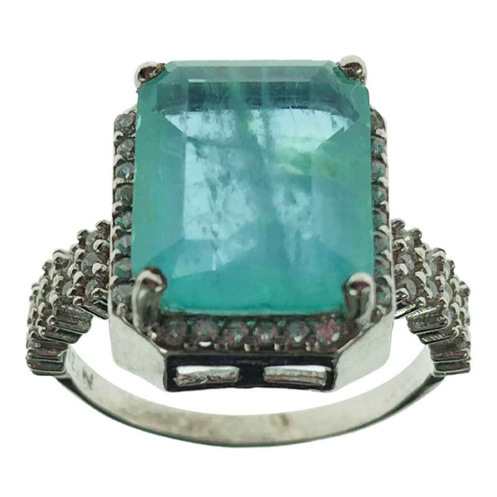 Bague en Citrine Bleue en Argent pour Femme