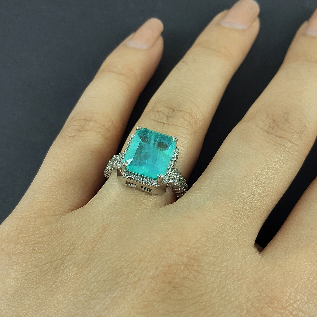 Bague en Citrine Bleue en Argent pour Femme