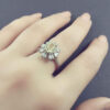 Bague en Citrine Jaune en Argent pour Femme Fleur