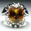 Bague en Citrine Jaune Persane en Argent pour Homme Dara