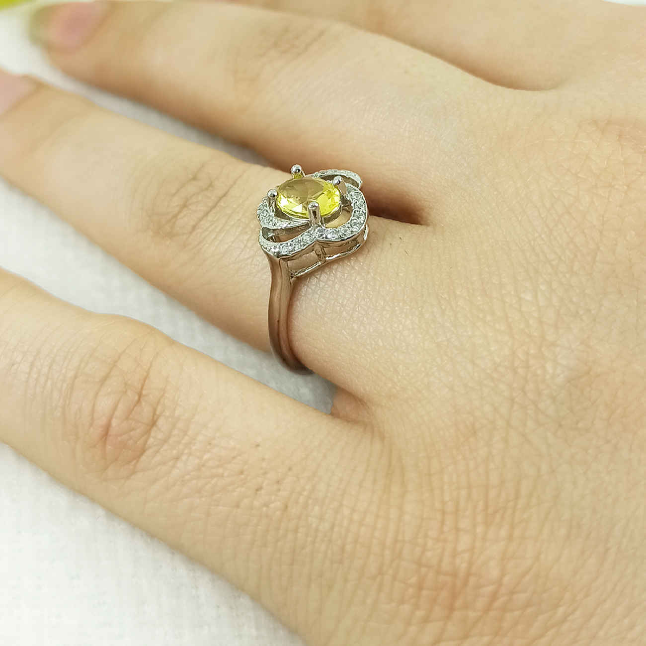Bague en Citrine Jaune en Argent pour Femme Mastaneh