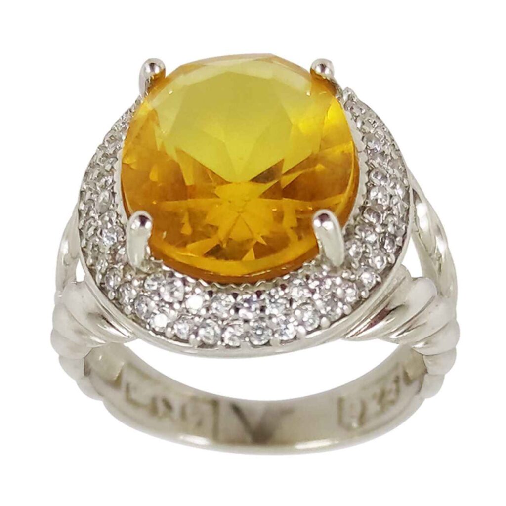 Bague en Citrine Jaune Persane en Argent pour Homme Afsoon
