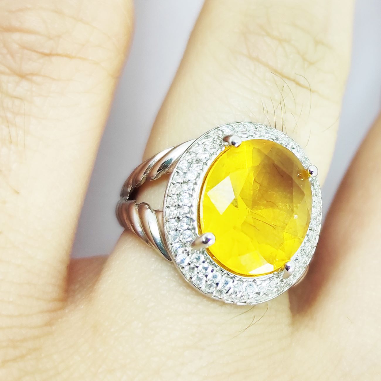 Bague en Citrine Jaune Persane en Argent pour Homme Afsoon